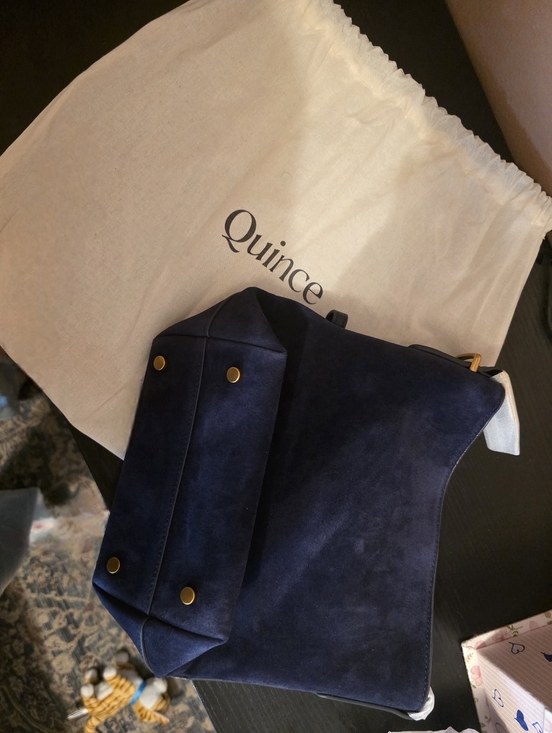 Quince Handbags - Quince Suede Shoulder Bag in Navy